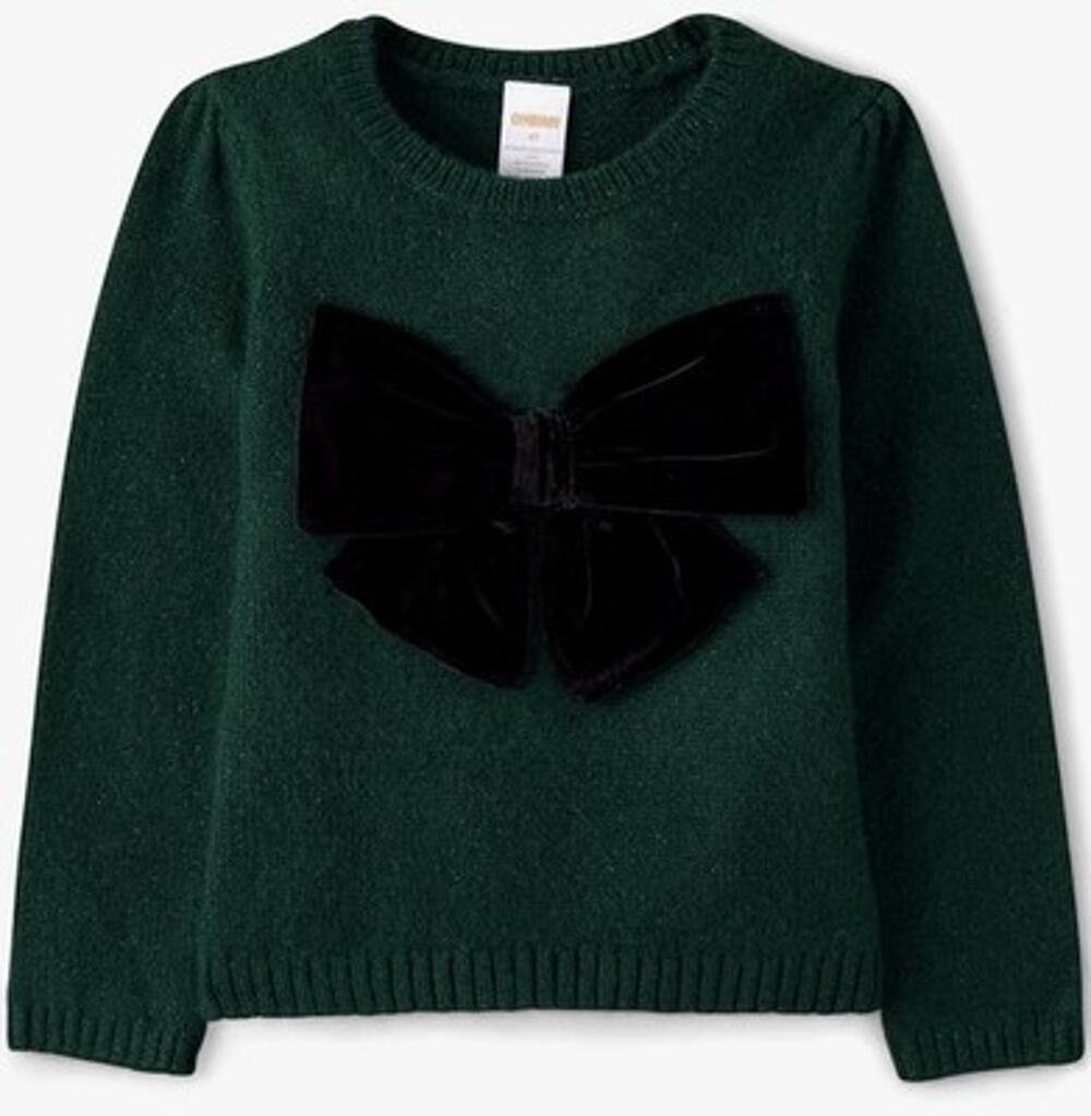 Gymboree Girls Knit Sweater Green Velvet Bow Christmas Holiday NWT 2